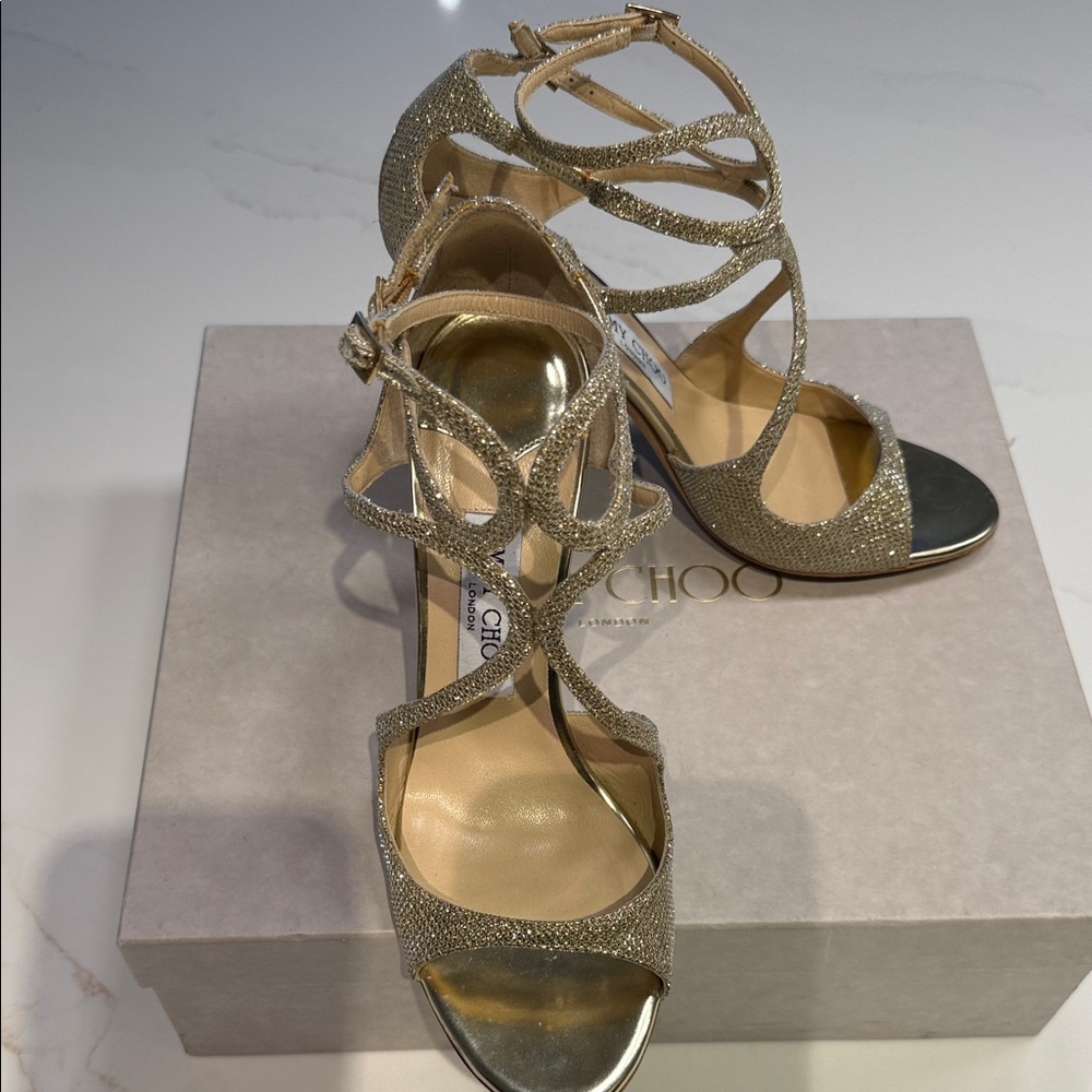 Jimmy Choo Glittering Gold Heels - Picture 4 of 6